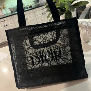Dior Black Geometric Mesh Tote